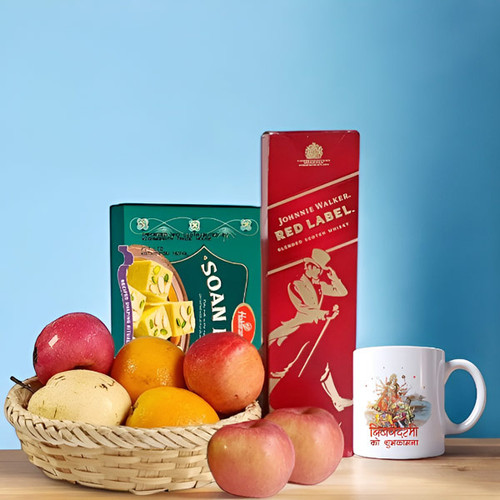 Red Label Bliss: Dashain Hamper With Fresh Fruits Basket