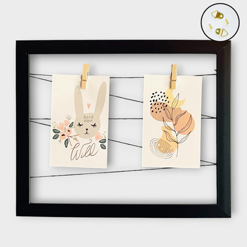 Wall Hanging String Picture Frame in Black Holds 2 Photos