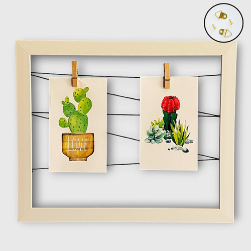 White Wall Hanging String Photo Frame â€“ Holds 2 Photos