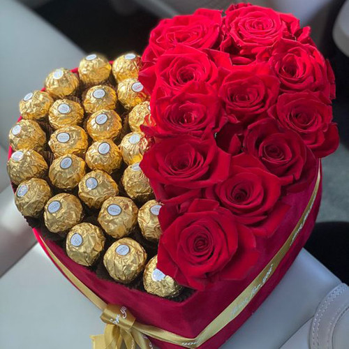 Sweetheart Gift with Roses and Chocolates