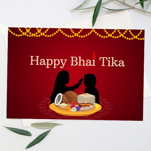 Happy Bhai Tika Printed Greeting Card â€“ A Heartfelt Message for Brothers