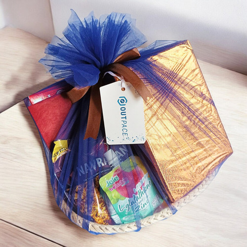 Bamboo Basket With Net Wrapping