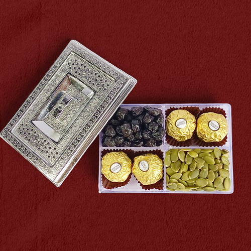 Dry Fruits and Ferrero Rocher Chocolates in a Charming Box
