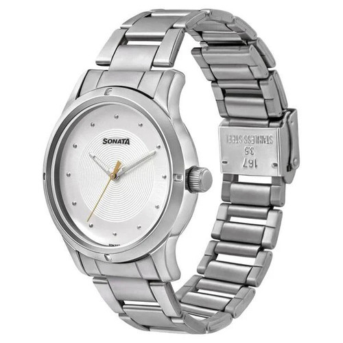 Sonata Silver Dial Metal Strap Watch for Women-8183SM02