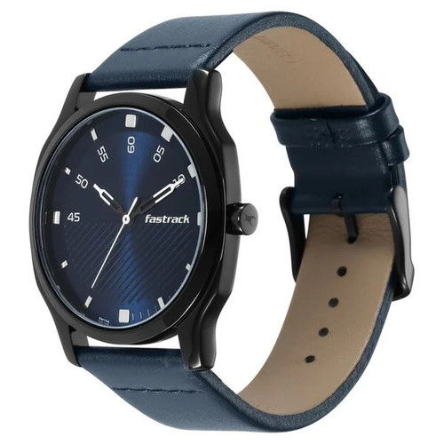 Fastrack Stunners Blue Dial Leather Strap Men's Watch-3255NL03