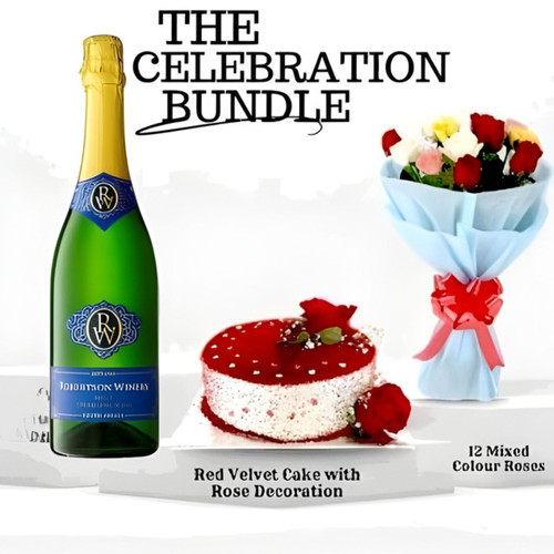 Cake, Wine and Flowers Celebration Bundle