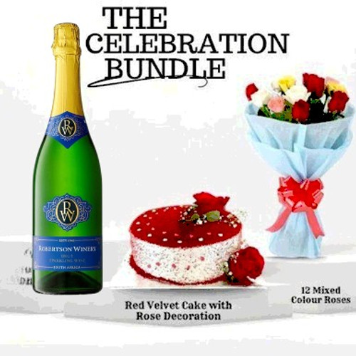 Cake, Wine and Flowers Celebration Bundle