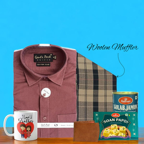 Brother Delightful Gift with Shirt (15.5|39 cm) and Muffler