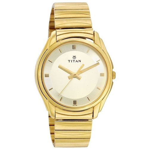 Titan Brass Case Champagne Dial Analog Watch for Men (1578YM02)
