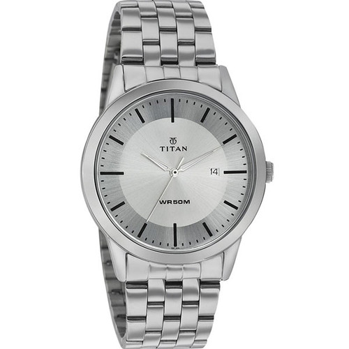 Titan Brass Case White Dial Analog Watch for Men (1584SM03)