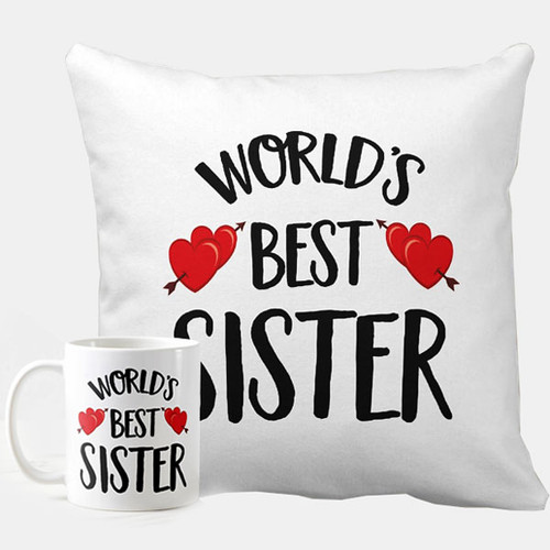 "World's Best Sister" Printed Cushion & Mug - CM120