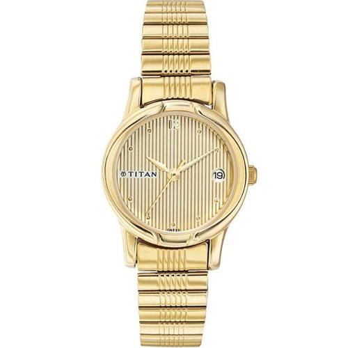 Titan Brass Case Champagne Dial Analog Watch for Women (2490YM04)