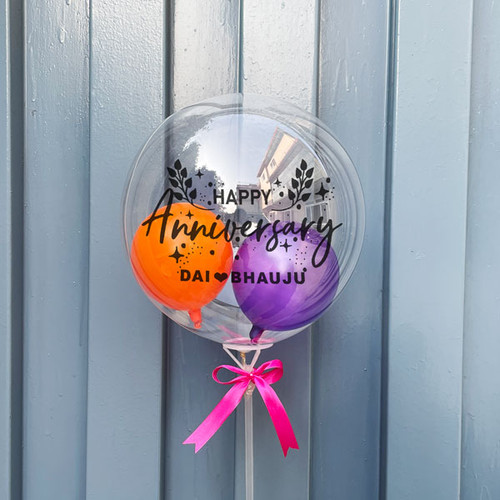Personalized Name Print Anniversary Bubble Balloon 34" - AHB-726