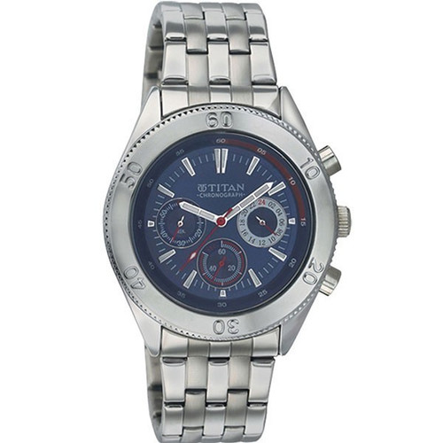 Titan Brass Case Blue Dial Analog Watch for Men (9324SM04)