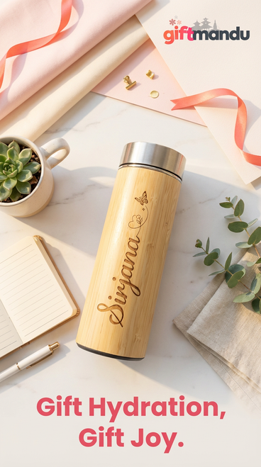 Customized/Personalized Bamboo Water Bottle 450ml with Your Name