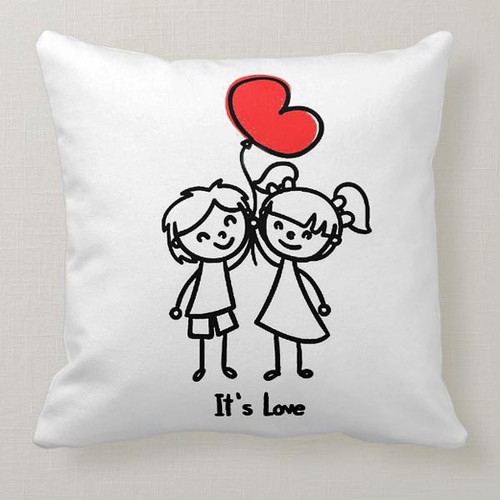 "It's love" Cute Couple Printed Cushion