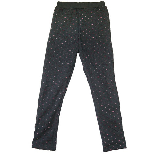 Cotton Leggings for Kids (Dark Grey with Pink Dotted)