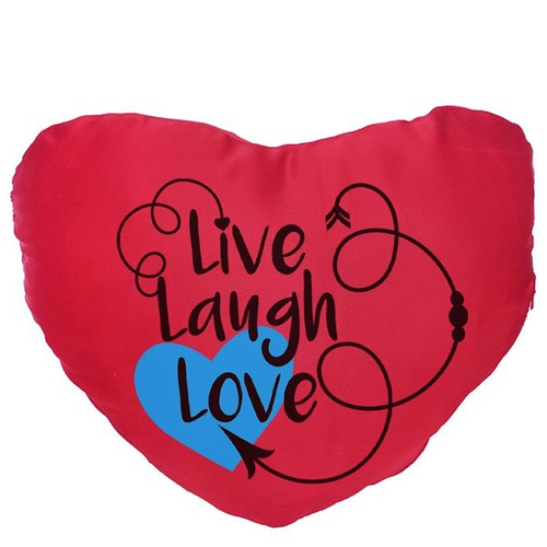 ''Live Laugh Love'' Printed Heart Cushion Gift