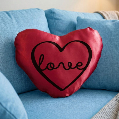 ''Love'' Printed Heart Cushion Gift (01)