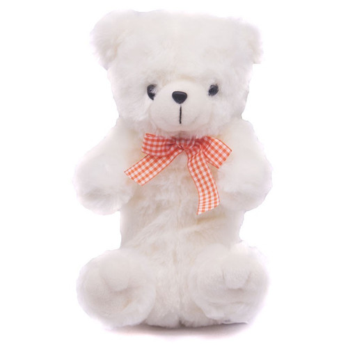 Cute Soft Plush Teddy Pencil Case Purse -   cream