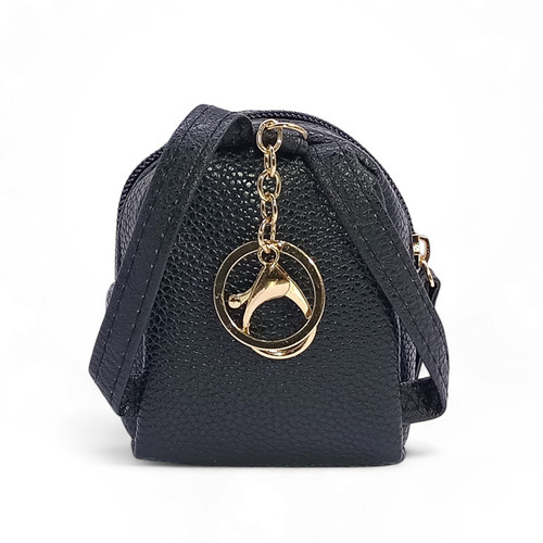 Customizable PU Leather Keyring Bag-Black