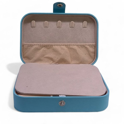 Customized Sophisticated Jewellery Organizer Box with Multiple Compartments-Blue