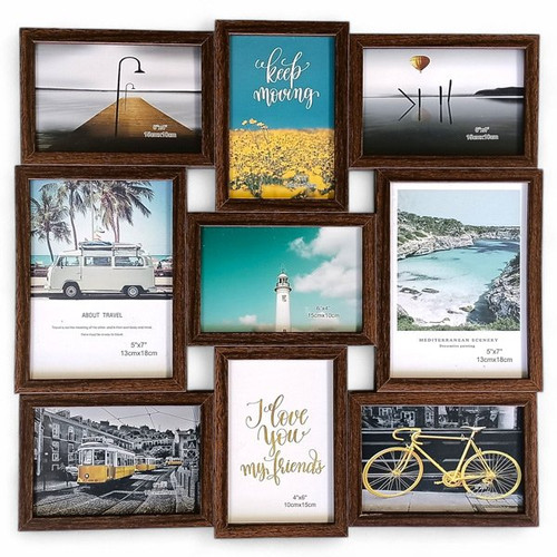 9-in-1 Wall Decor Wooden Photo Frame