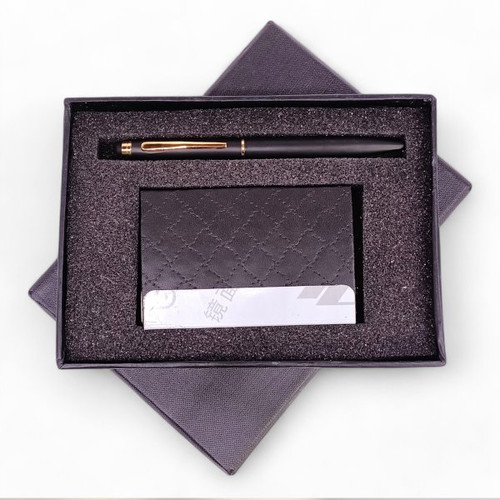 2-in-1 Pen with Cardholder in Elegant Black Box