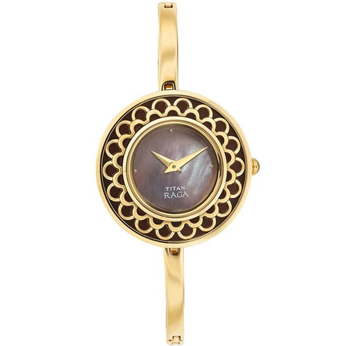 Titan Brass Case Brown Dial Analog Watch for Women (2530YM01)