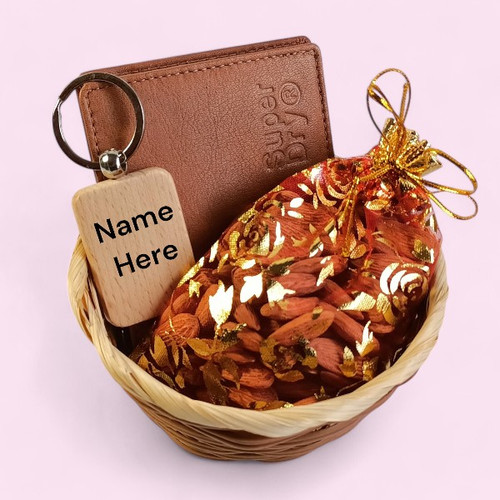 Personalized Gift Basket with Custom Name Keyring