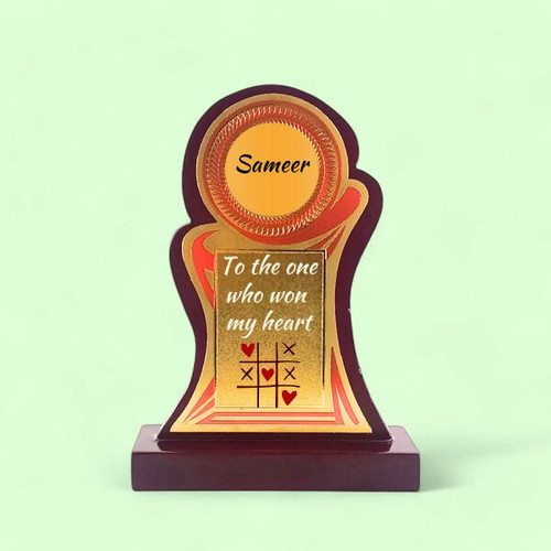 Custom Name Engraved with Sweet Message on Golden Wooden Love Token Gift