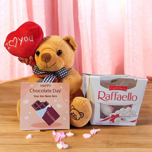Chocolate Day Delight: Love Teddy with Raffaello Chocolates