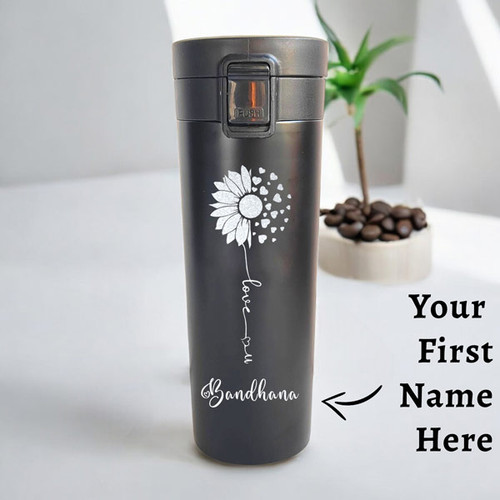 Love You Design Vacuum Mug with Personalized Name & Free Laser Engraving