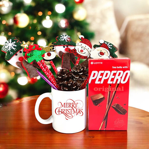 Jolly Vibes: Christmas Mug, Pens, and Pepero for the Holidays