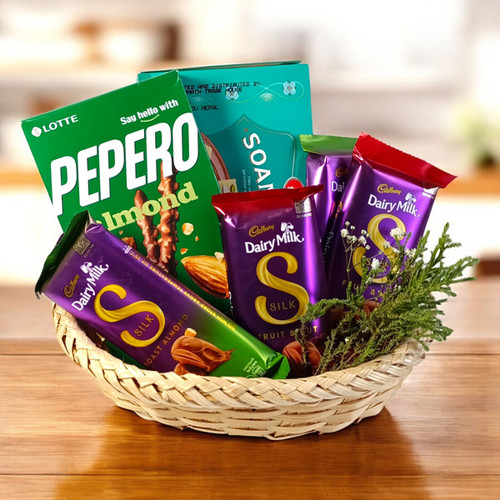 Joyful Treats Basket – Dairy Milk, Pepero & Soan Papdi