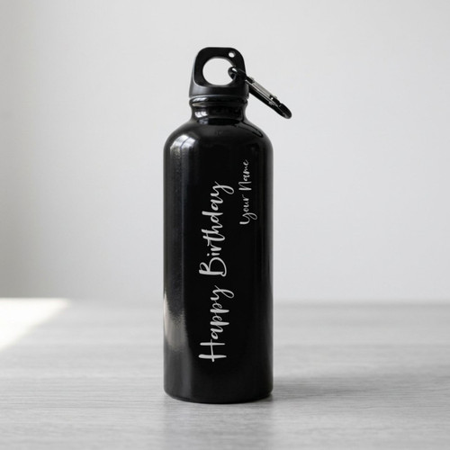 Customizable Black Water Bottle With Your Recipient's Name For Birthday-600 ml