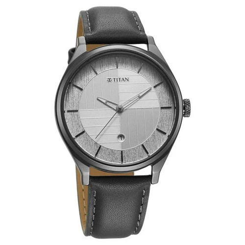 Titan Grey Dial Analog Leather Strap Men Watch-1802QL01