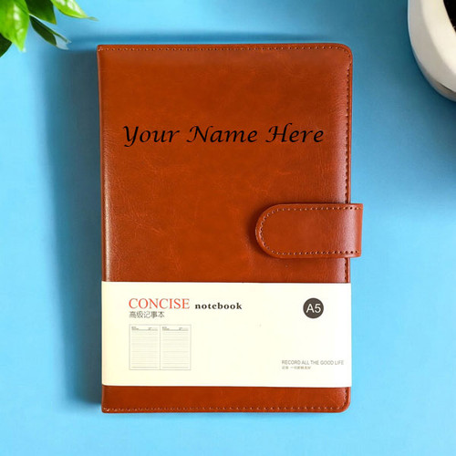 Custom Brown A5 Notebook: Perfect Gift with Your Recipient's Name