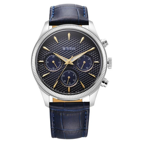 Titan Regalia Opulent Blue Dial Analog Leather Strap Men Watch-1805SL13