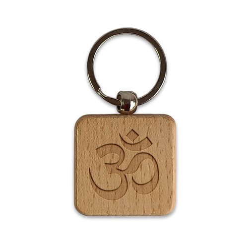 Om Symbol Laser Engraved Wooden Keyring – Carry Peace & Positive Vibes