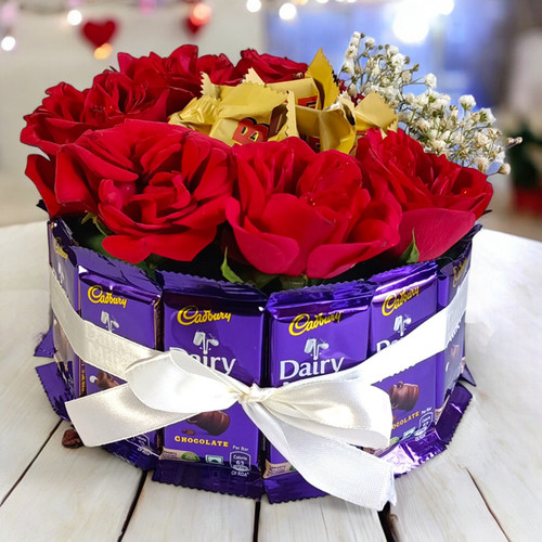 Cadbury Dairy Milk & Mini Toblerone with Roses Bouquet