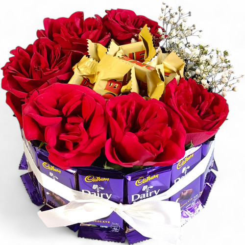 Cadbury Dairy Milk & Mini Toblerone with Roses Bouquet