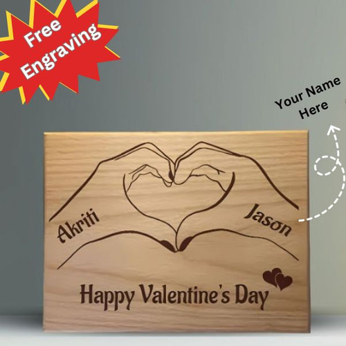 Personalized Wooden Photo Board with Free Laser Engraving – Valentine's Day Special