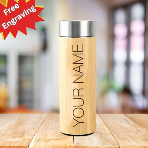 Personalized Bamboo Water Bottle with Free Engraving – Perfect Valentine's Day Gift