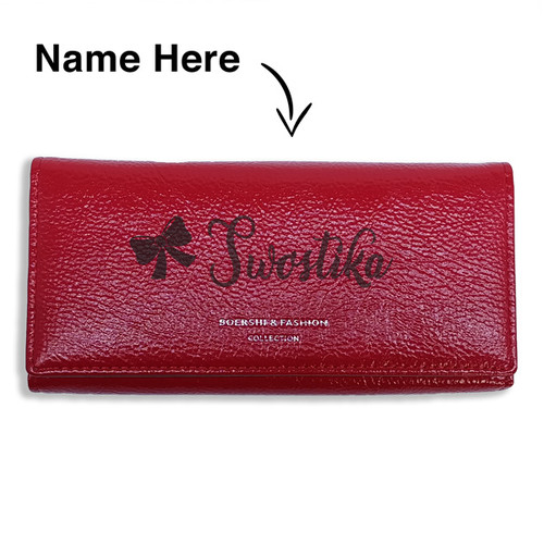 Customizable Stylish Maroon Ladies Wallet With Your Name (FREE-Engraving)