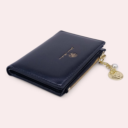 Black Bifold PU Mini Wallet with 1 Compartment and Card Slots