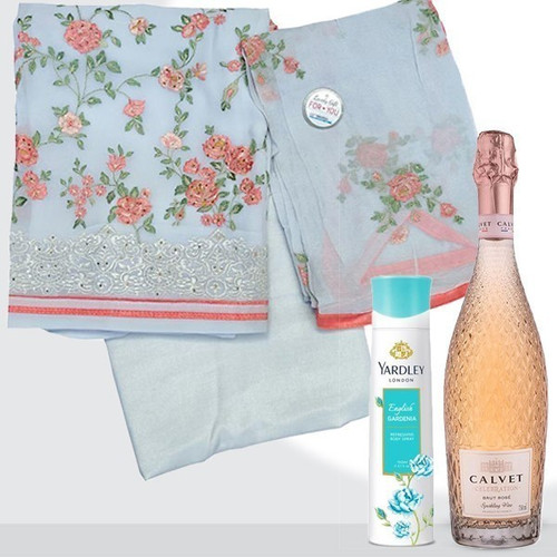 Gift For Mom - Kurta Set, Spray & Wine