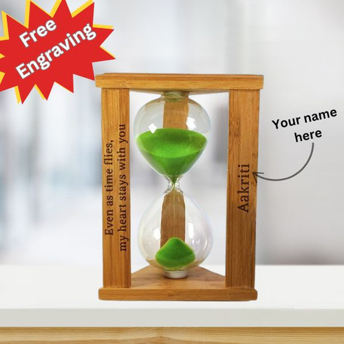 Personalized Wooden Hourglass Timer with Free Name Engraving