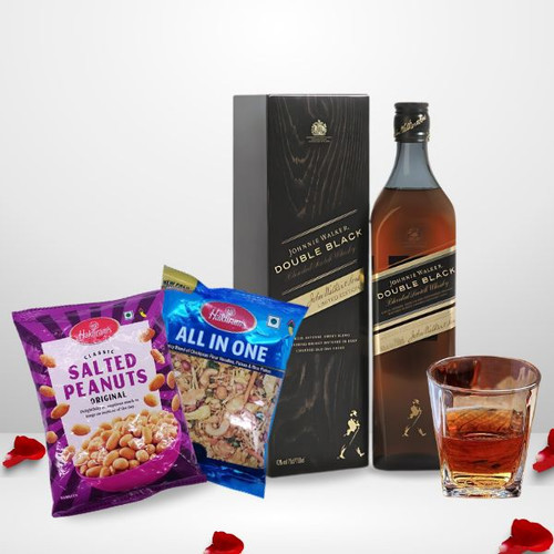 Double Black Label Whisky 750ml with Snacks Gift Combo