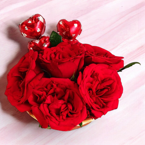 Rose Elegance Basket with Gourmet Chocolates